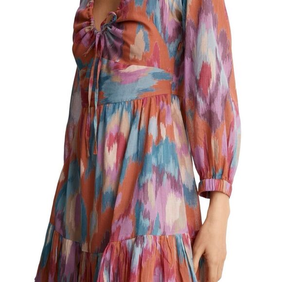 Banjanan Dress Women’s XS Colorful Macaw Voile Mini Ruffle Drawstring Neckline - Picture 7 of 14